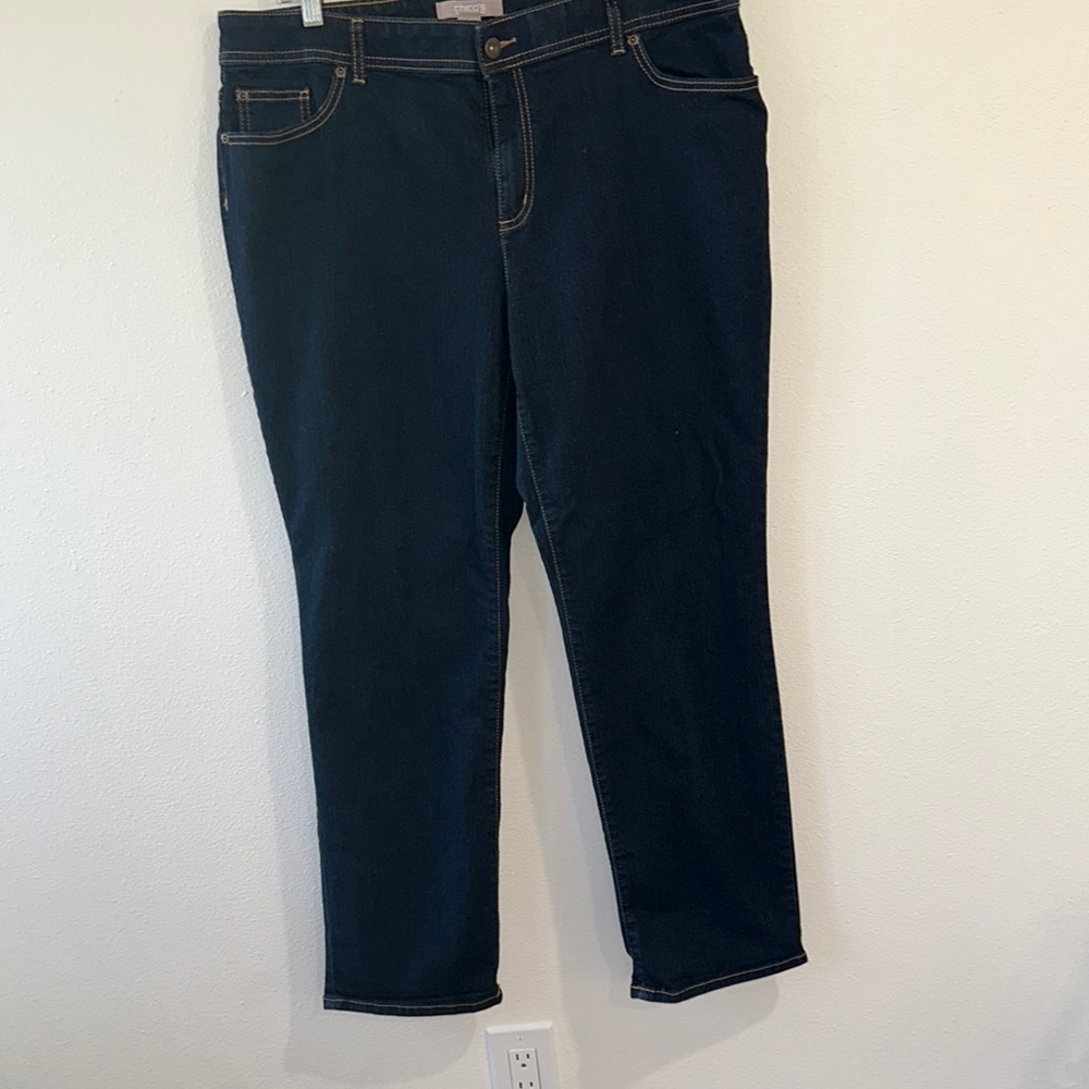 Chico's Blue Straight Leg Jeans Classic Style